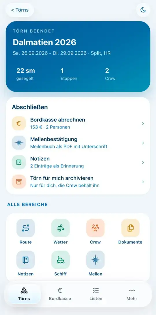 Cockpit nach dem Törn