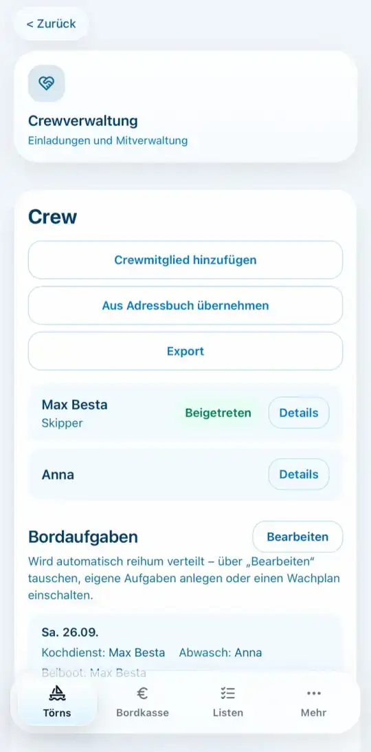 Crew im Törn