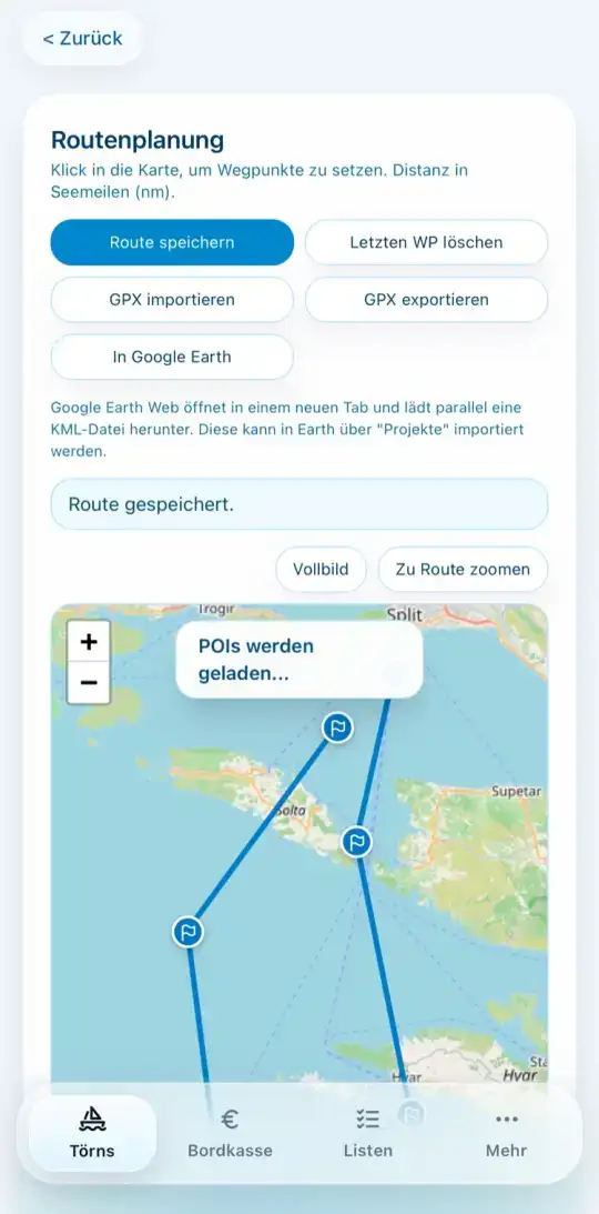 Route mit Karte