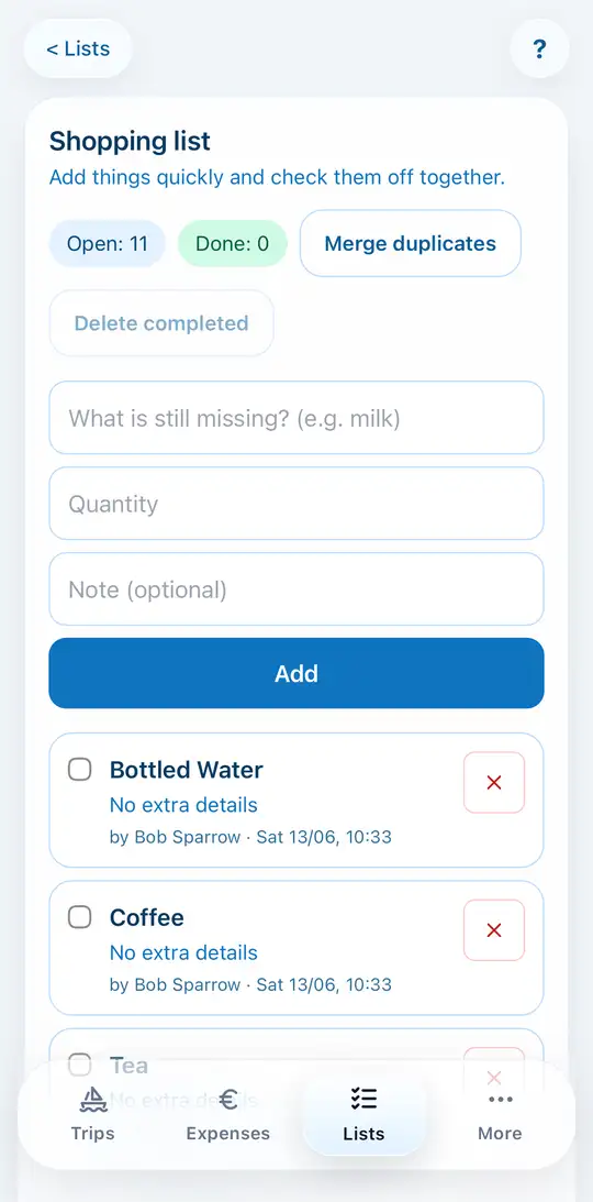 Shopping list