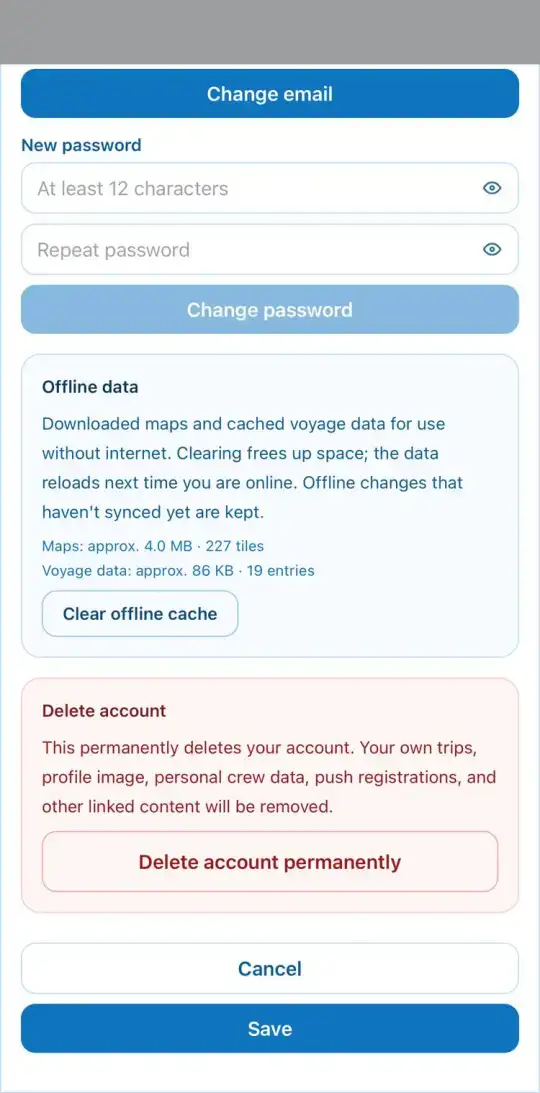 Datos sin conexión en tu perfil