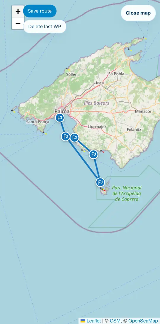Ruta en el mapa a pantalla completa